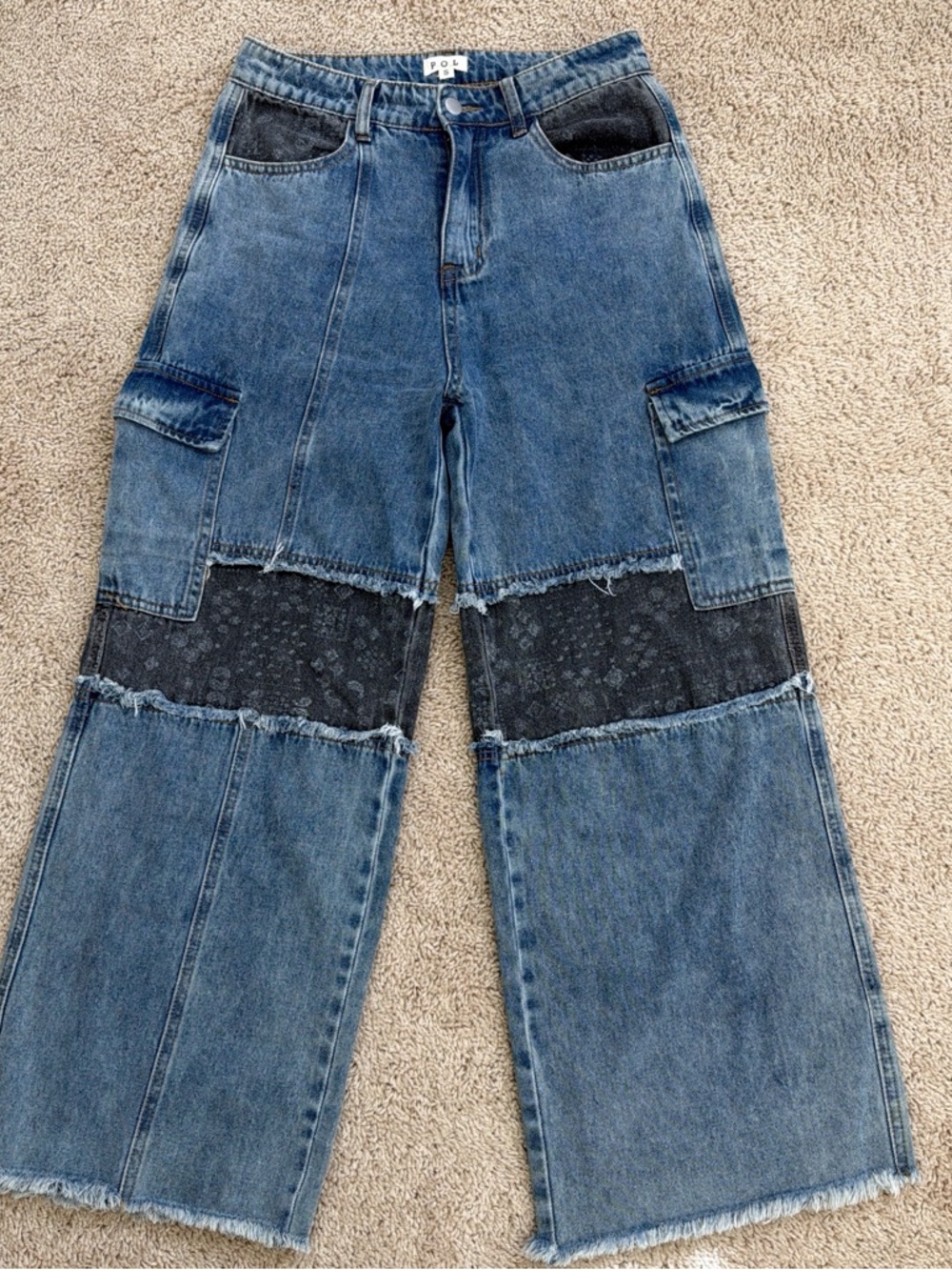 POL "Stairway to Heaven" Bandana Patchwork Wide Leg Jeans | Small 🧵
